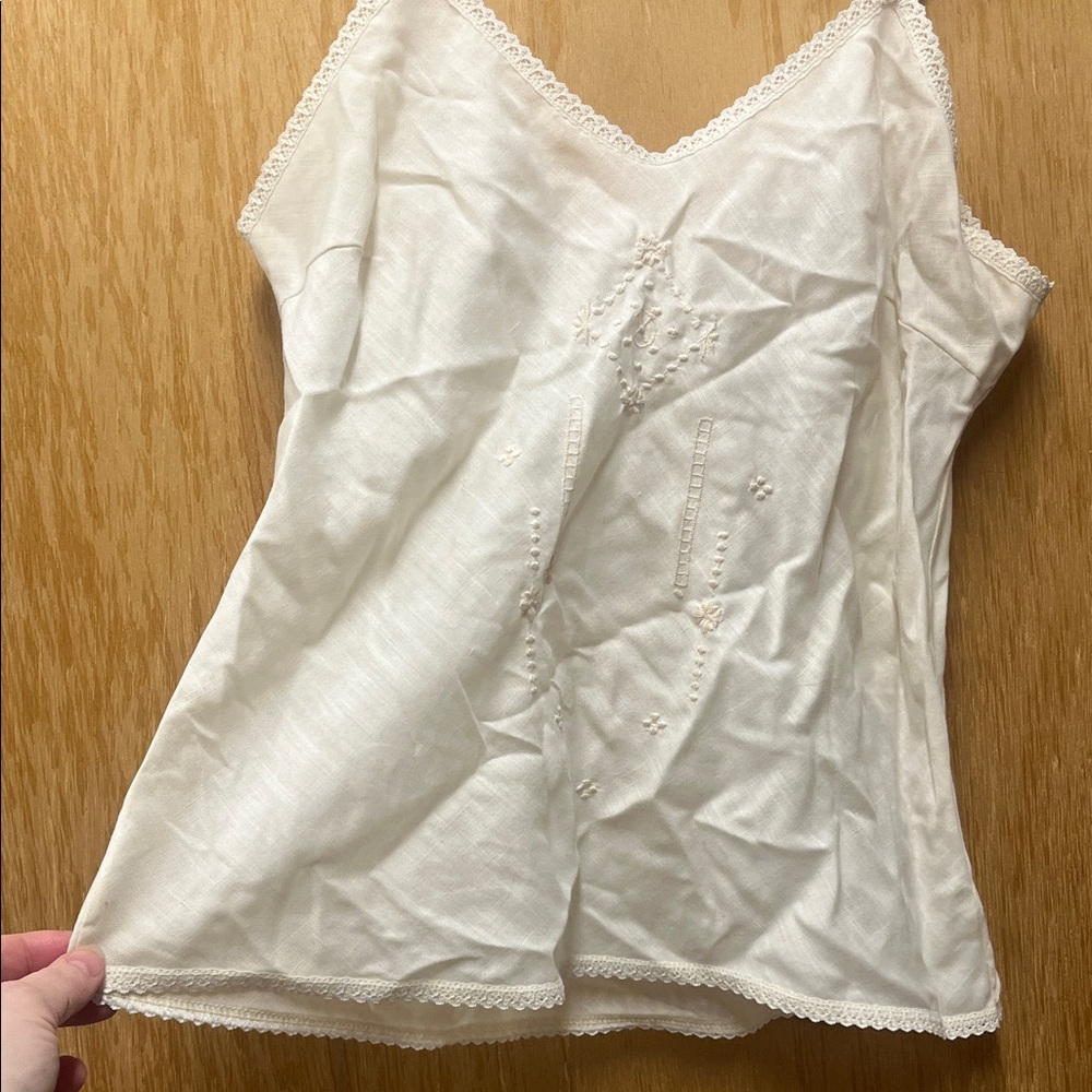 Beautiful Vintage Cream Lace Trim Camisole